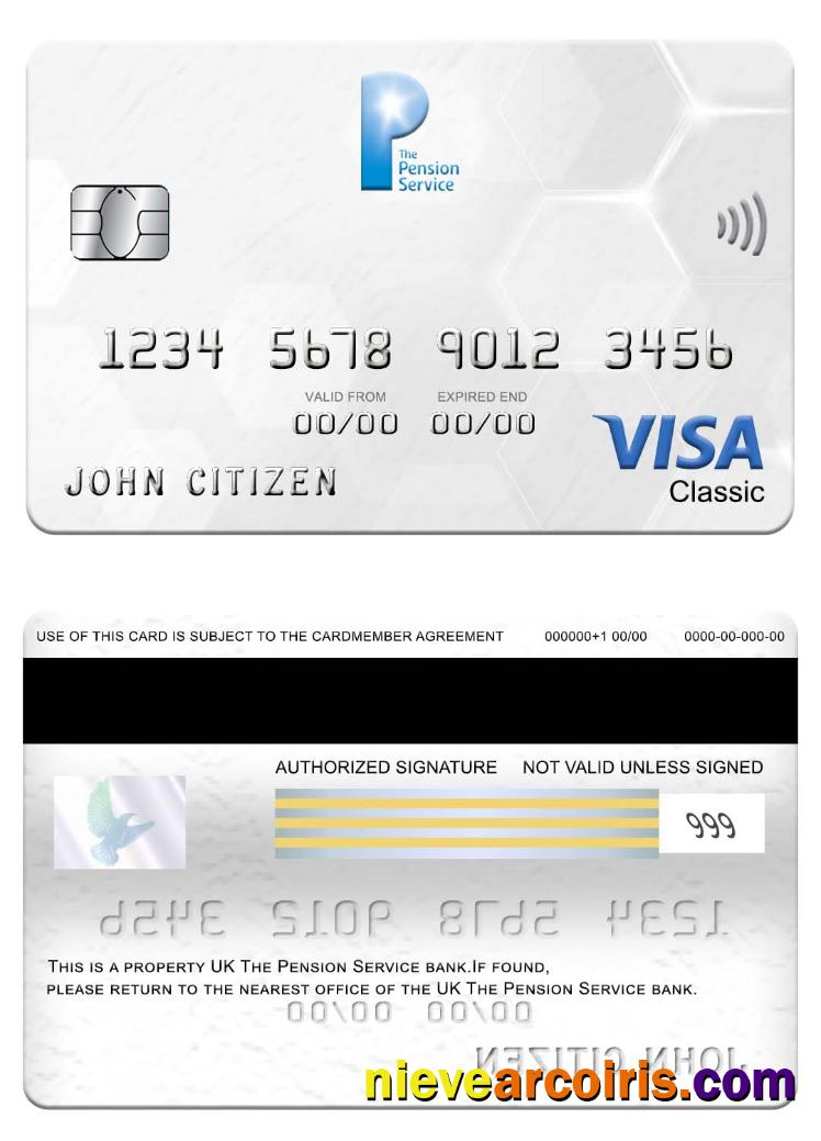 UK The Pension Service bank visa classic card